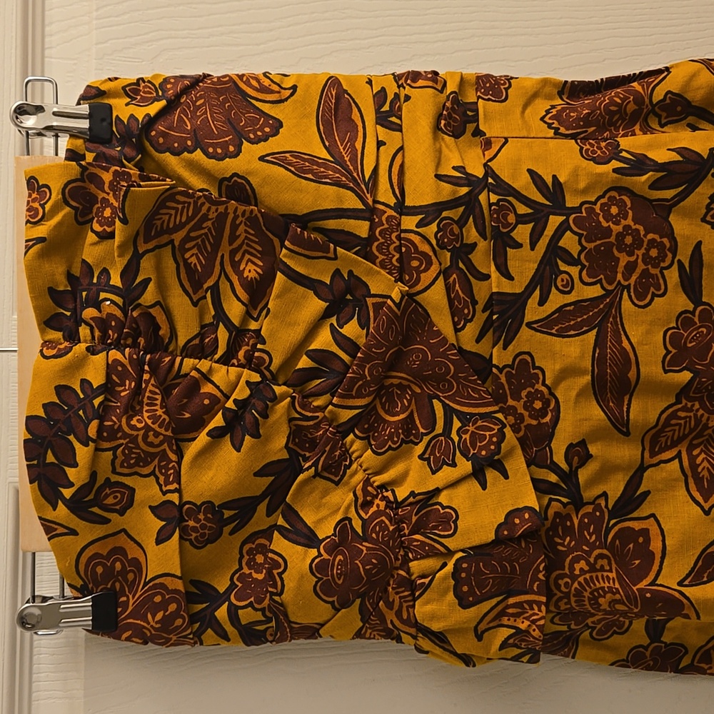 Sezane Pauline Floral Midi Dress- Flowers On Ochre Background - Picture 7 of 12